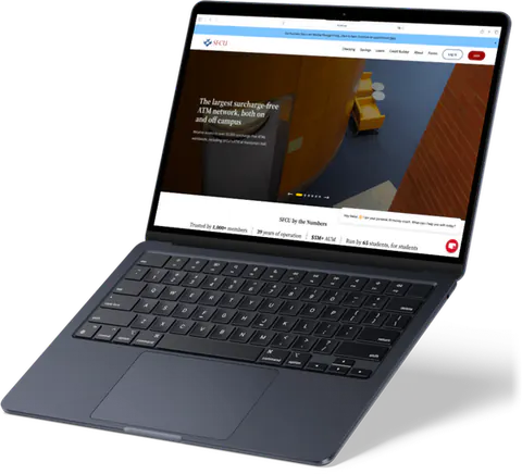 The redesigned SFCU site on a laptop