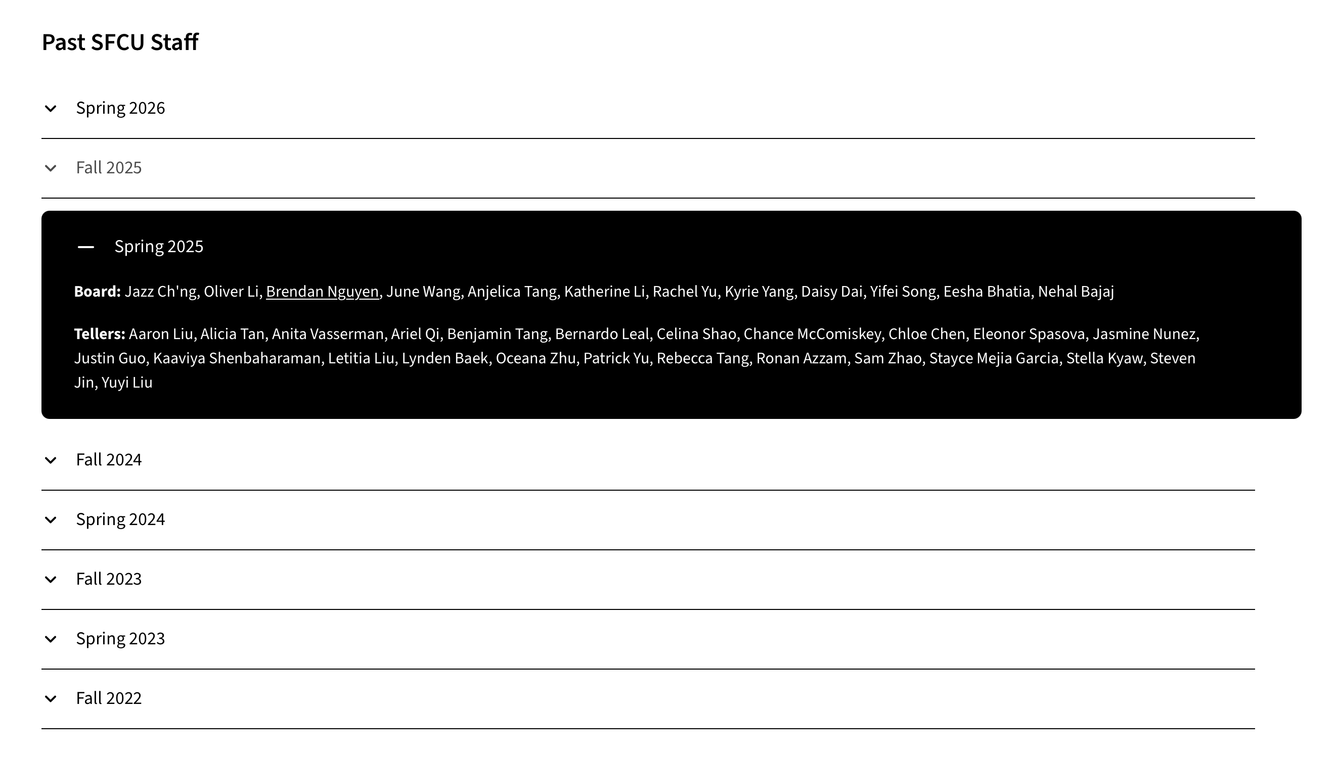 Board of directors page
